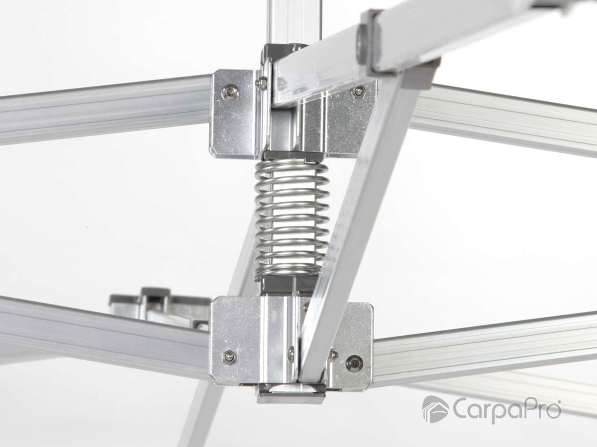 Detalle del mástil central reforzado de la carpa CarpaPro